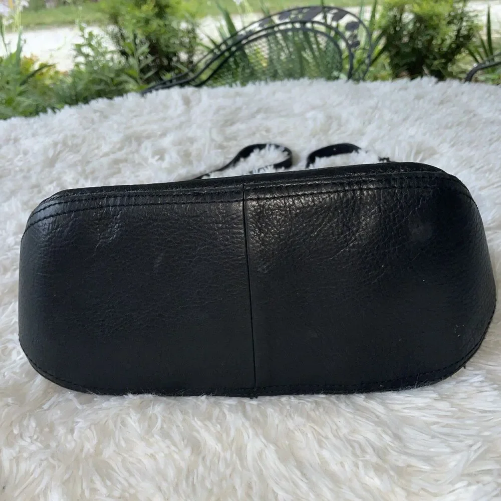 American Leather Co Black Soft Leather Crossbody Handbag Adjustable Strap